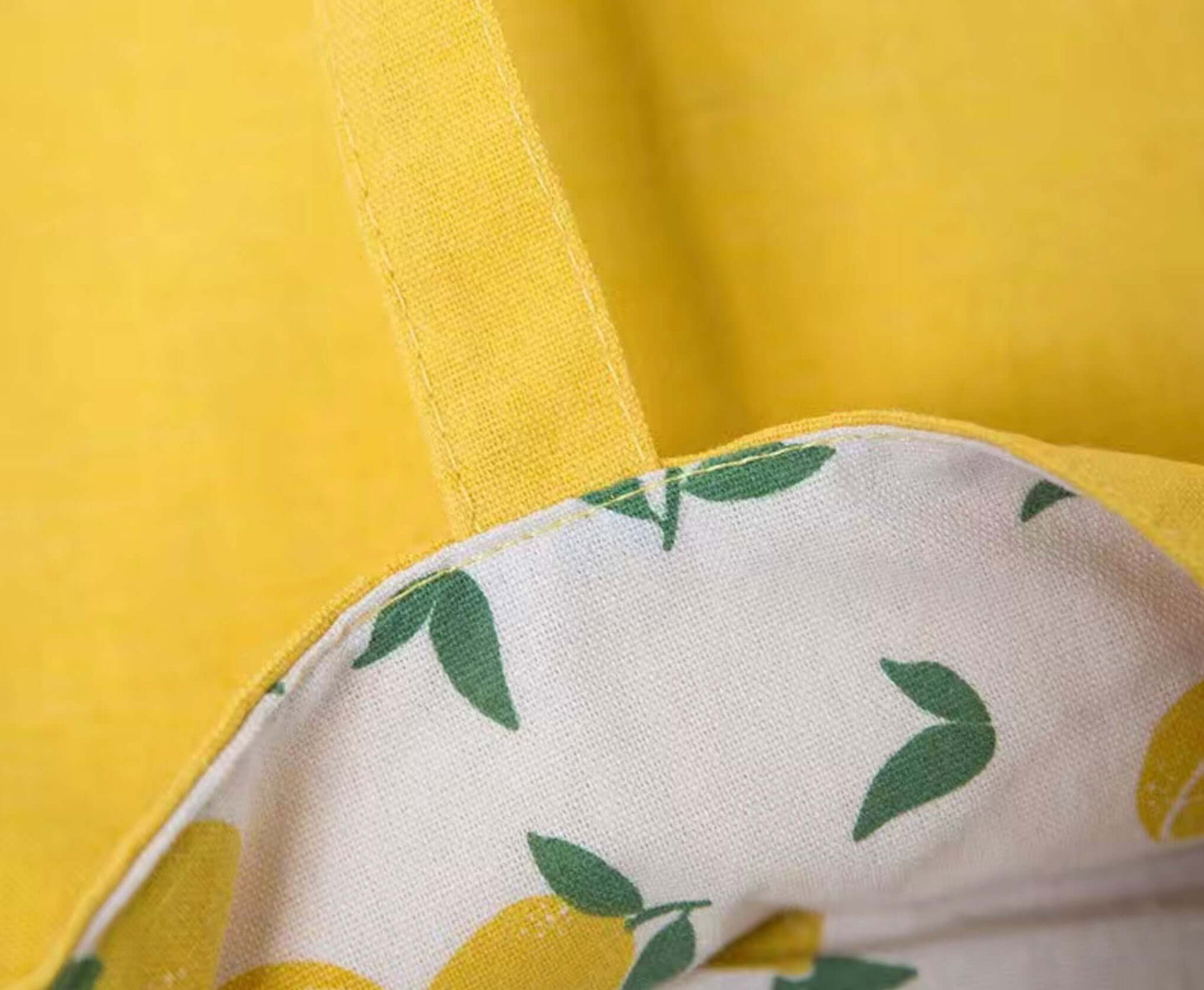 lemon, reversible grocery tote bag