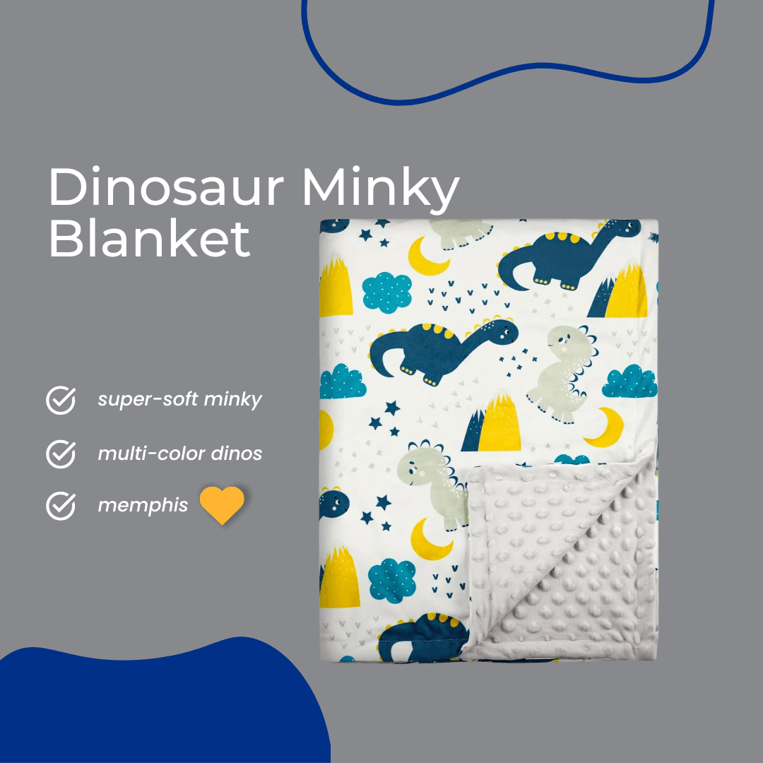 Premium Minky Dot Blanket featuring an adorable Dinosaur print