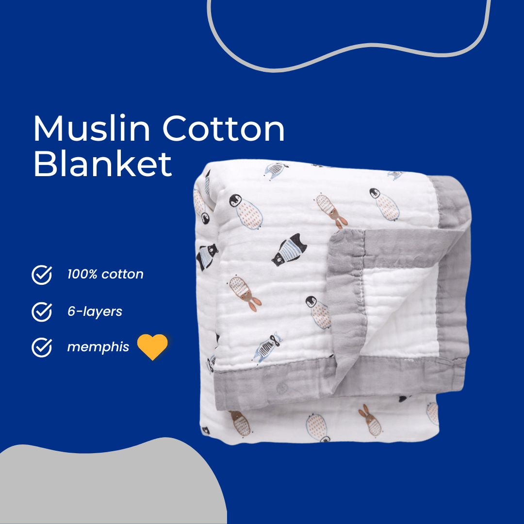 Muslin Cotton Baby Blanket featuring Polar Animals