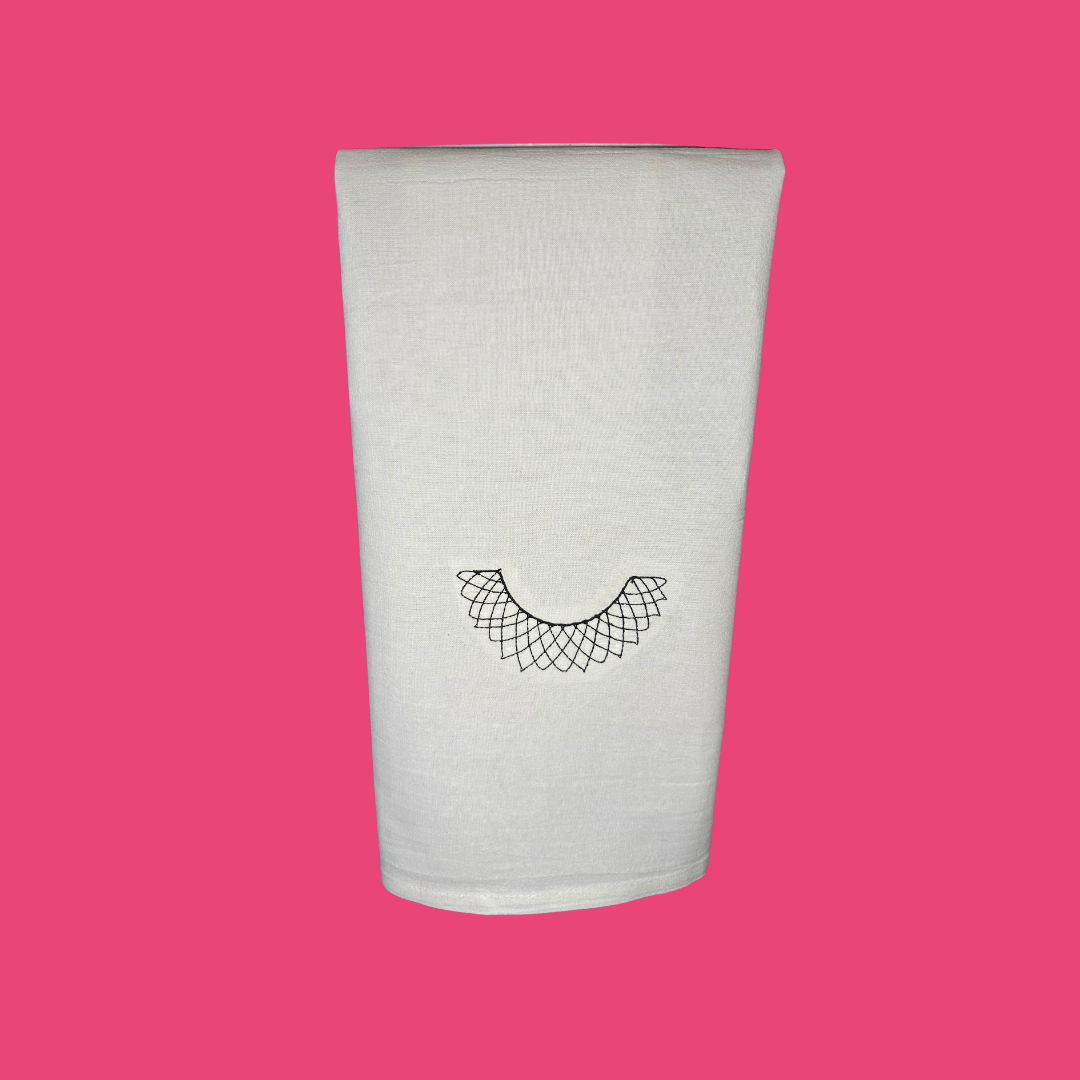 Embroidered RBG Dissent Collar Flour Sack Towel