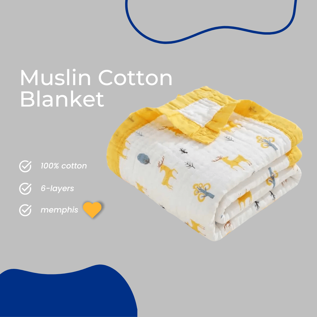 Muslin Cotton Baby Blanket – Cheery Deer