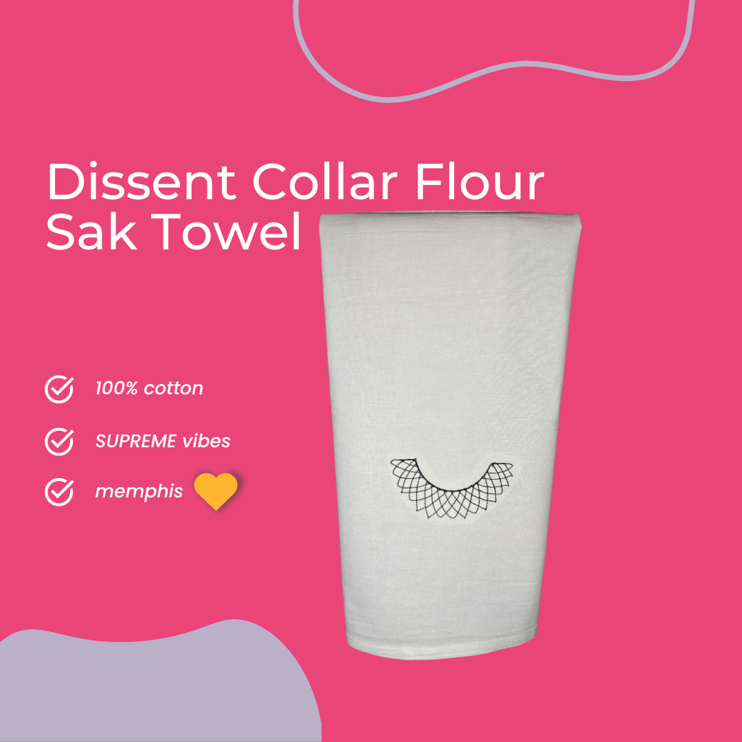 RBG Collar TowelEmbroidered RBG Dissent Collar Flour Sack Towel