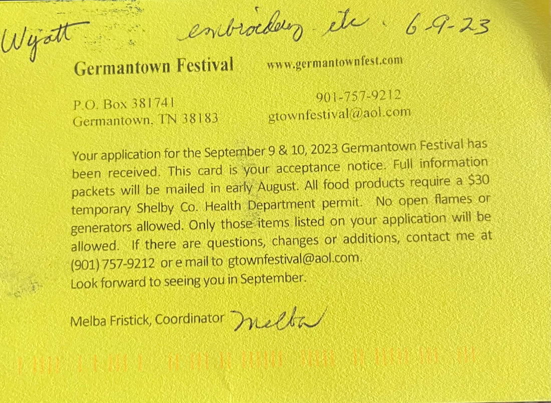 Stitch901 Joins Germantown Festival as a First-Time Vendor on September 9th and 10th!