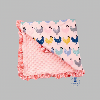 Delightful Chicken Print Baby Blanket