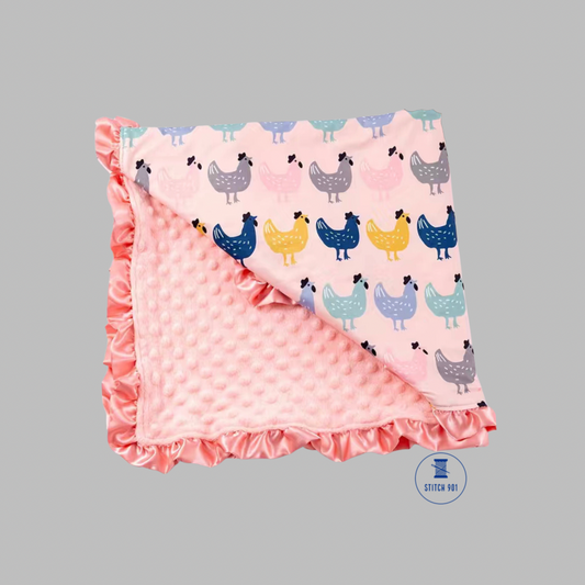 Delightful Chicken Print Baby Blanket