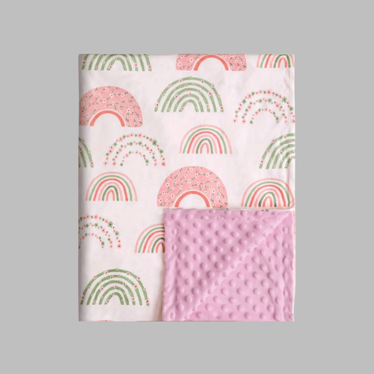 Premium Minky Dot Blanket featuring an adorable Rainbow print