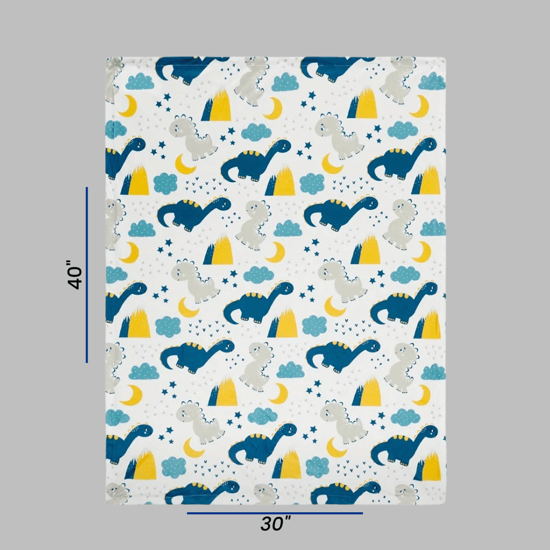 Premium Minky Dot Blanket featuring an adorable Dinosaur print